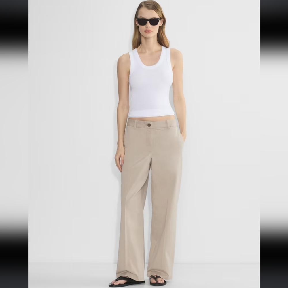 Aritzia Mid Rise Wide Leg Chinos In Taupe